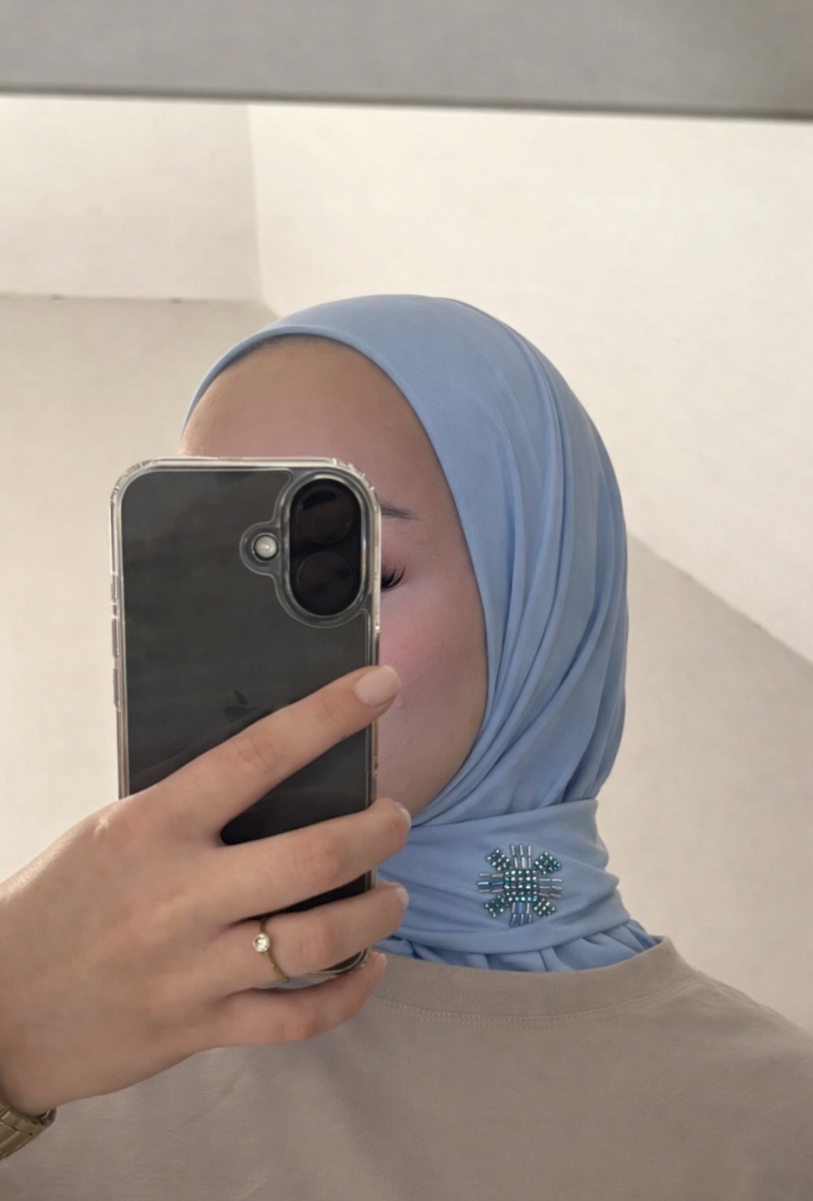 Hijab cagoule à boutons en jersey – Blue – Image 2