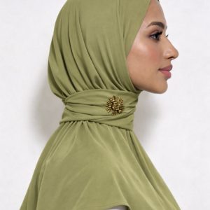 Hijab cagoule à boutons en jersey – Pistachio