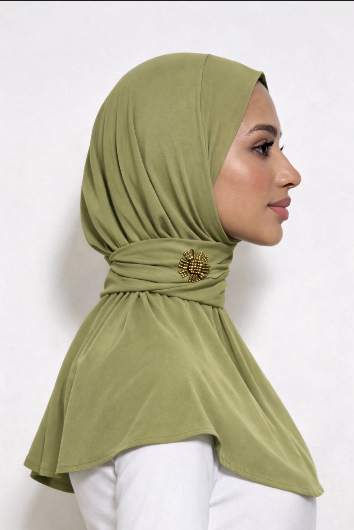 Hijab cagoule à boutons en jersey – Pistachio