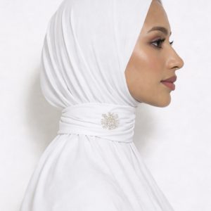 Hijab cagoule à boutons en jersey – White
