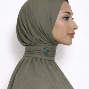 Hijab cagoule à boutons en jersey – Classic Khaki