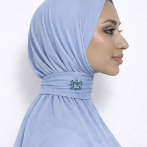 Hijab cagoule à boutons en jersey – Blue