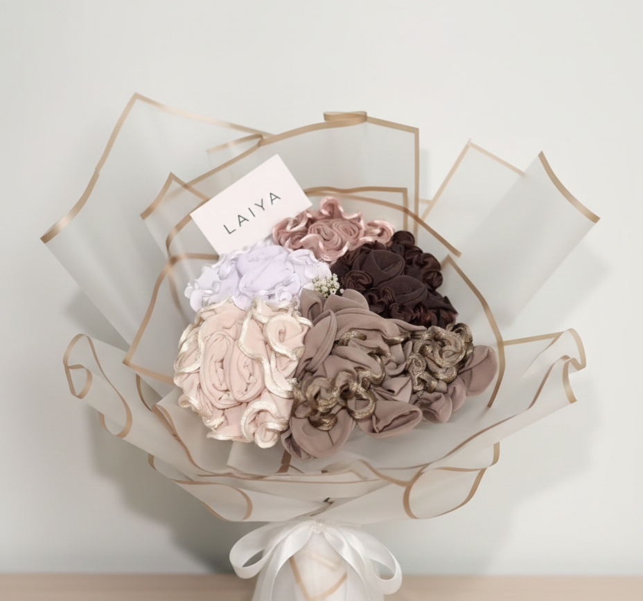 Bouquet Pastel & Terre : Composition de 5 Hijabs Frisés Premium