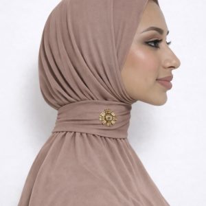 Hijab cagoule à boutons en jersey – Classic beige
