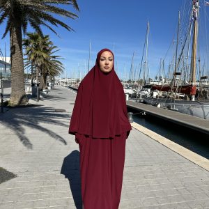 Abaya & Khimar Jersey Premium Burgundy