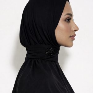 Hijab cagoule à boutons en jersey premium - Black
